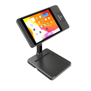 nCLOSE iPad POS w iPad, card reader and mount that holds a printer in the base.