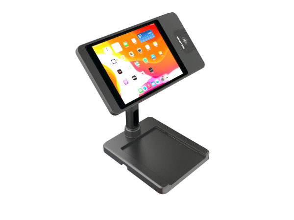 nCLOSE iPad POS w iPad, card reader and mount that holds a printer in the base.