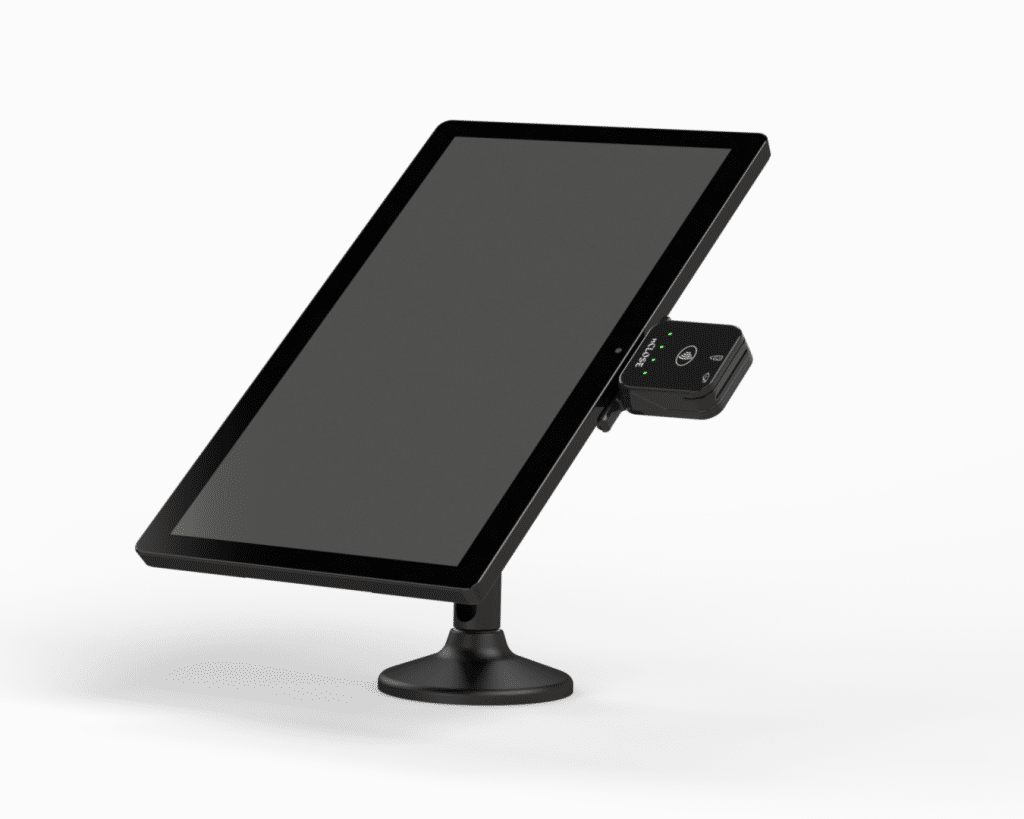 a black screen with a charger attached to it